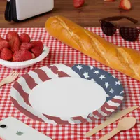 istressed US Flag with White Center  Paper Plates