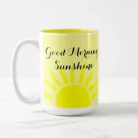 Bright Yellow "Good Morning Sunshine" | Yellow Sun Two-Tone Coffee Mug