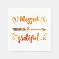 blessed and grateful thanksgiving paper napkins