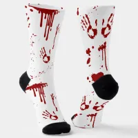 Horror Movie Bloody Handrpints Blood Spatter Socks