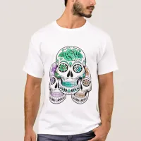 Colorful Spooky Sugar Skulls Halloween T-Shirt