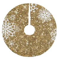 Snowflakes on Glitter Gold ID454 Brushed Polyester Tree Skirt