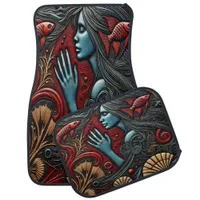 Artistic Depiction of a Serene Aquatic Scene Car Floor Mat