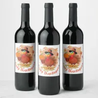 Happy Thanksgiving Typography Wine Label