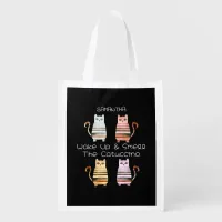 cute cats for cat lovers and coffee lovers grocery bag