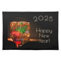 2025 wishes with fireworks and bubbles cloth placemat