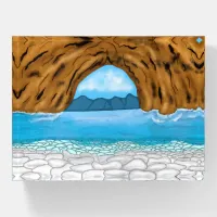 Ocean, Canyon and Mountains Digital Art Paperweight