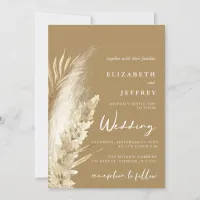 Rustic Neutral Earthy Boho Pampas Grass Wedding  Invitation