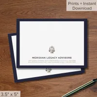 Navy and Gold Justice Scale 3.5 x 5 Card