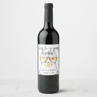 Two Clinking Glasses 50th Wedding Anniversary Wine Label