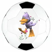 Cute Happy Cartoon Duck Running Through Flowers Soccer Ball