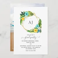 Monogram Tropical Summer Beach Graduation Photo Invitation