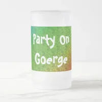 Floral Green Red Rainbow Gradient Diagonal Blend Frosted Glass Beer Mug