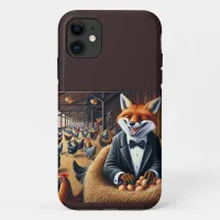 Funny Farmhouse Art Fox in Hen House Stealing Eggs iPhone 11 Case