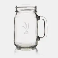 Nature Leaves Bride & Groom Mason Jar W/ Handle