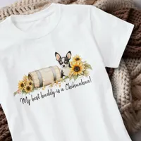 Chihuahua Best Buddy Sunflower Watercolor Floral T-Shirt