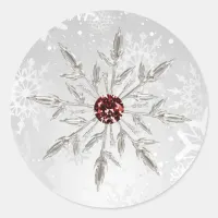 silver red snowflakes winter wedding stickers