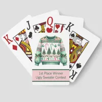 1st Place Winner Ugly Sweater Contest Green Pink Jumbo Poker Cards