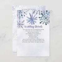 Rustic Watercolor Snowflakes Blue Winter Wedding Enclosure Card