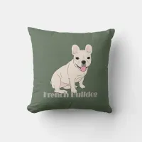 French Bulldog Lovers Sage Green Throw Pillow