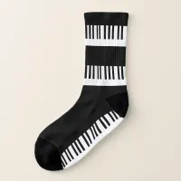 Piano Keyboard Black White Keys Music Themed Socks