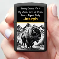 Buffalo at Twilight by the Mountains Zippo Lighter