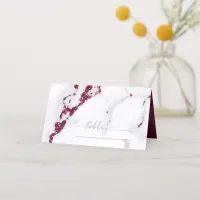 Modern Marble Glitter Table Place Burgundy ID816 Place Card