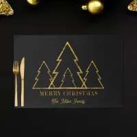 Minimalist Black Gold Christmas Trees Placemat