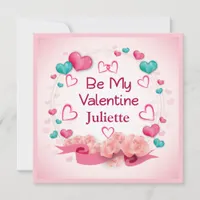 Be My Valentine Personalized Flat Card