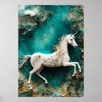 Magical White Unicorn Poster