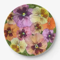 Orange Pansies All Over Botanical Art Paper Plates