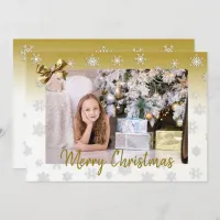 White and Gold Snowflakes Elegant Christmas Card