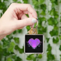 Elegant, Romantic Purple Heart with Flourish  Keychain