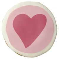 Red Doodled Heart on Pink Sugar Cookie