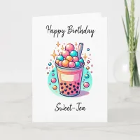 Happy Birthday Sweet-tea | Boba Pun Card