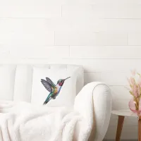 Hummingbird flying throw pillow