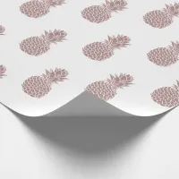 Girly Blush Pink Glitter Pineapple Pattern Wrapping Paper