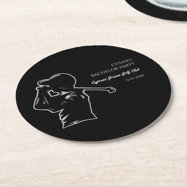 Golfer Bachelor Party Golfing trip Classic Stylish Round Paper Coaster