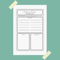 Daily Planner To Do List Family Name Black White Magnetic Dry Erase Sheet