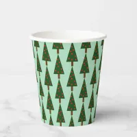 Simple Shapes Christmas Trees on Green Paper Cups