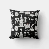 UFO, Alien, Bigfoot Cryptid  Throw Pillow