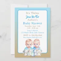 Twin Boy's Baby Shower Watercolor Animals Invitation