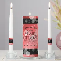 Elegant 40th Ruby Wedding Anniversary Celebration Unity Candle Set