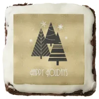 Christmas Trees and Snowflakes Gold ID863 Brownie