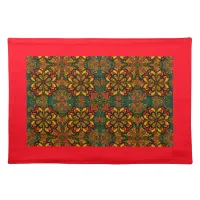 Red, Green & Gold Tapestry Pattern for Christmas Cloth Placemat