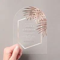 Lush Palm Leaf Wedding Terra Cotta ID956 Acrylic Invitations