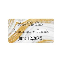 Save The Date |White and Gold Agate Label