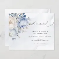 Budget Dusty Blue Floral Wedding Announcement