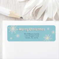 Snowflakes Winter Holiday Blue Simple Fun Minimal Label