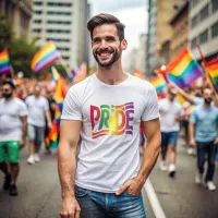 Rainbow Pride Typographic  – Bold LGBTQ+ Statement T-Shirt